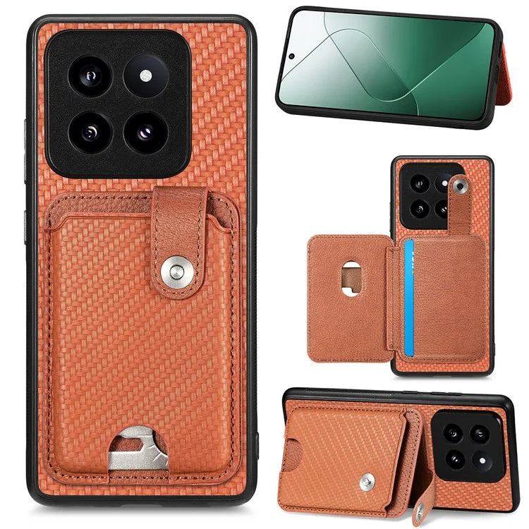C1-06 For Xiaomi 14 Pro Case Kickstand Card Holder Phone Back Cover with Card Knife Tool