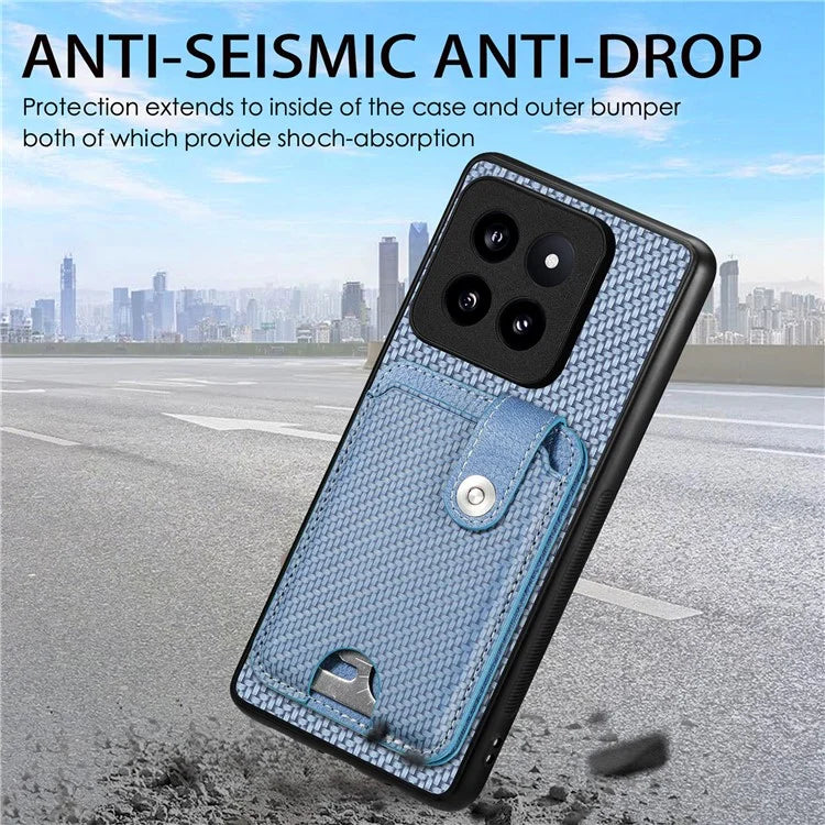 C1-06 For Xiaomi 14 Pro Case Kickstand Card Holder Phone Back Cover with Card Knife Tool