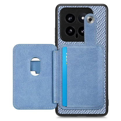 C1-06 For Xiaomi 14 Case Carbon Fiber Texture Card Holder Phone Cover with Card Knife Tool