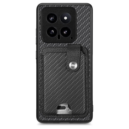 C1-06 For Xiaomi 14 Case Carbon Fiber Texture Card Holder Phone Cover with Card Knife Tool