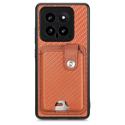 C1-06 For Xiaomi 14 Case Carbon Fiber Texture Card Holder Phone Cover with Card Knife Tool