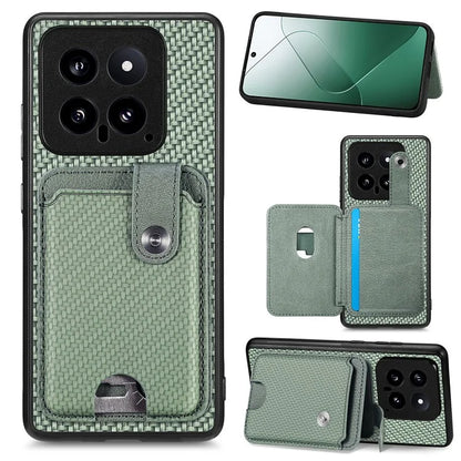 C1-06 For Xiaomi 14 Case Carbon Fiber Texture Card Holder Phone Cover with Card Knife Tool
