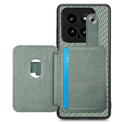 C1-06 For Xiaomi 14 Case Carbon Fiber Texture Card Holder Phone Cover with Card Knife Tool