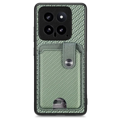 C1-06 For Xiaomi 14 Case Carbon Fiber Texture Card Holder Phone Cover with Card Knife Tool