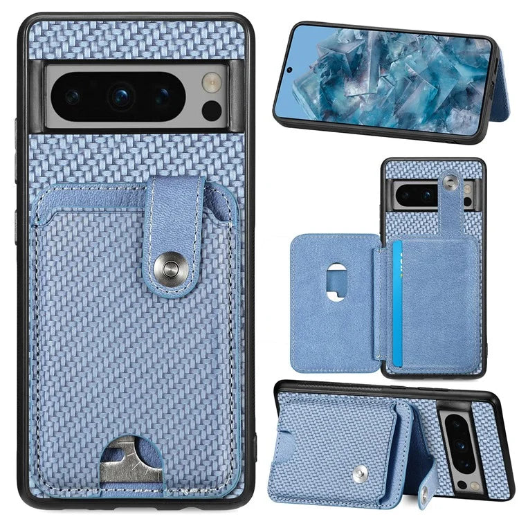 C1-06 For Google Pixel 8 Pro Case Leather+TPU+PC Card Holder Phone Cover with Card Knife Tool