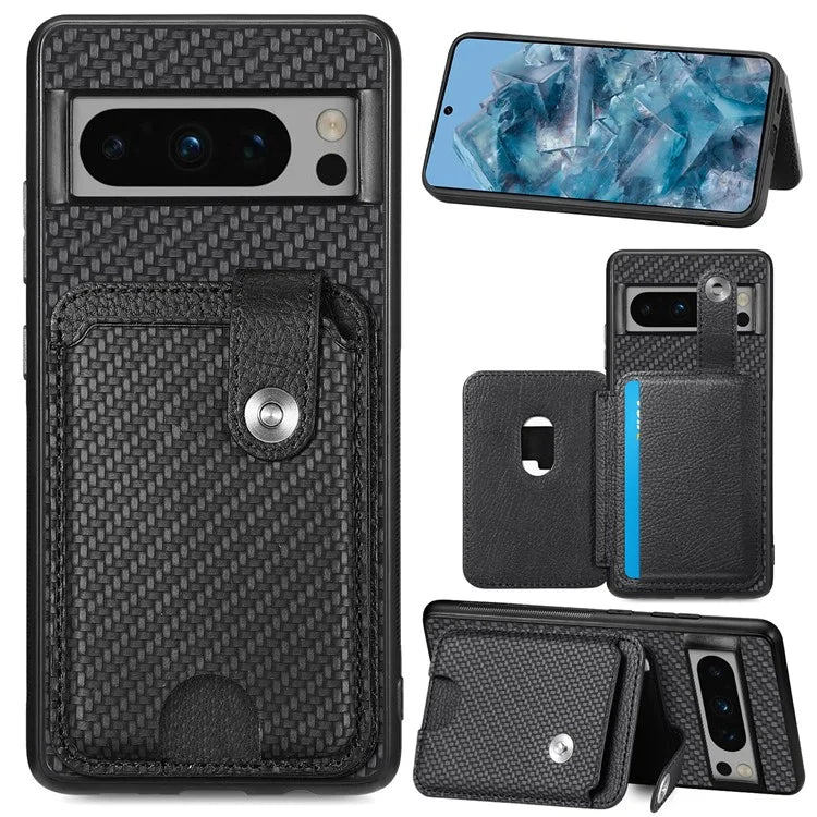 C1-06 For Google Pixel 8 Pro Case Leather+TPU+PC Card Holder Phone Cover with Card Knife Tool