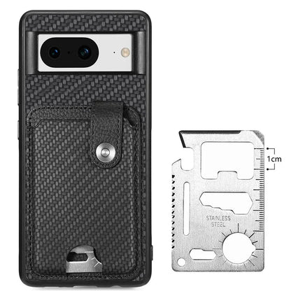 C1-06 For Google Pixel 8 Pro Case Leather+TPU+PC Card Holder Phone Cover with Card Knife Tool