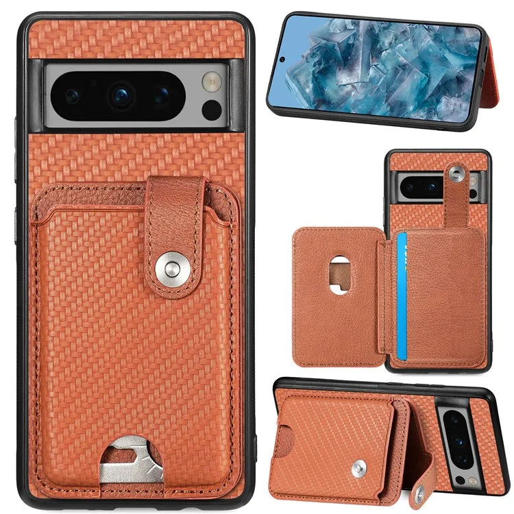 C1-06 For Google Pixel 8 Pro Case Leather+TPU+PC Card Holder Phone Cover with Card Knife Tool