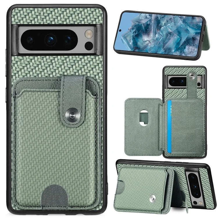 C1-06 For Google Pixel 8 Pro Case Leather+TPU+PC Card Holder Phone Cover with Card Knife Tool