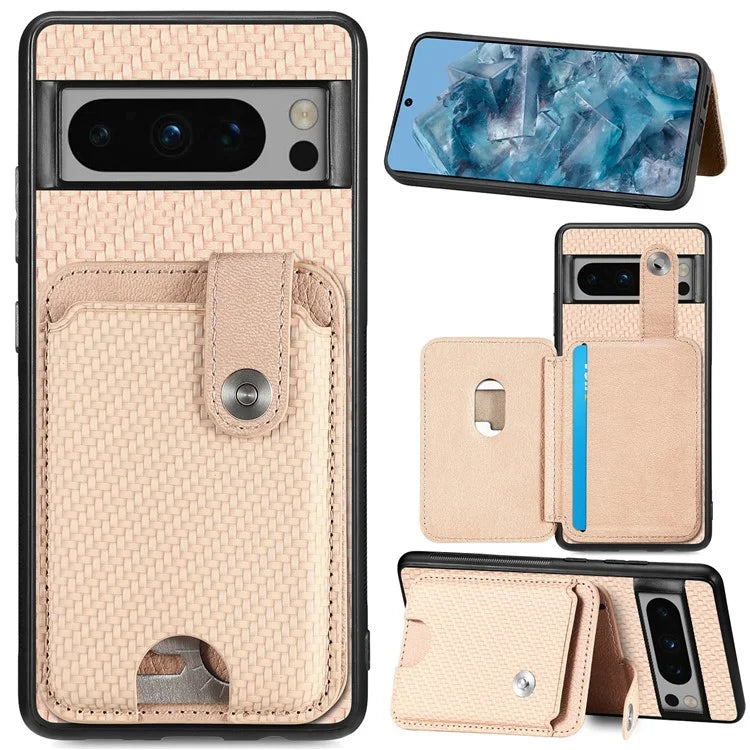 C1-06 For Google Pixel 8 Pro Case Leather+TPU+PC Card Holder Phone Cover with Card Knife Tool