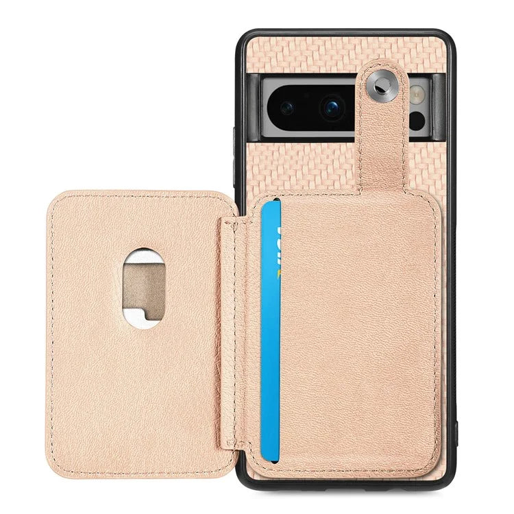 C1-06 For Google Pixel 8 Pro Case Leather+TPU+PC Card Holder Phone Cover with Card Knife Tool