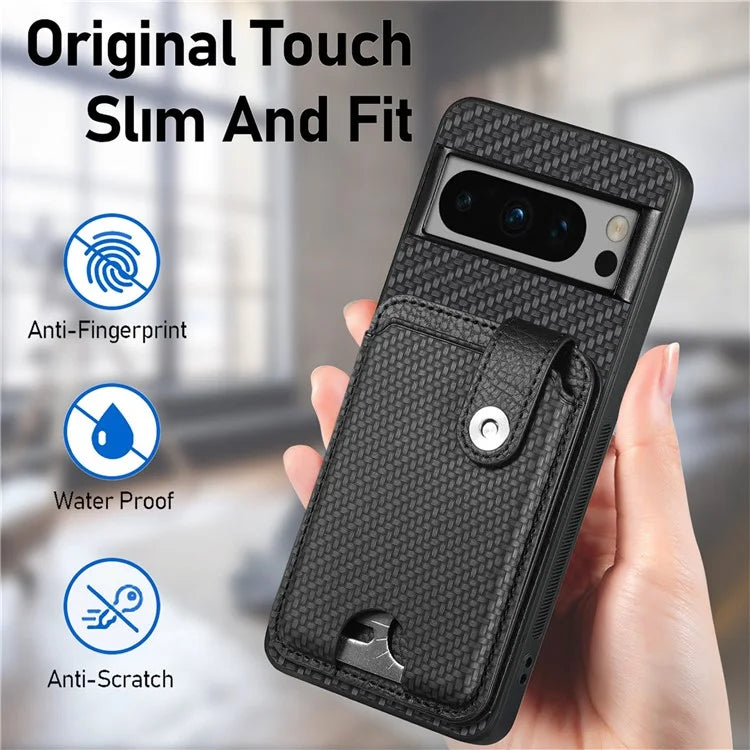 C1-06 For Google Pixel 8 Pro Case Leather+TPU+PC Card Holder Phone Cover with Card Knife Tool