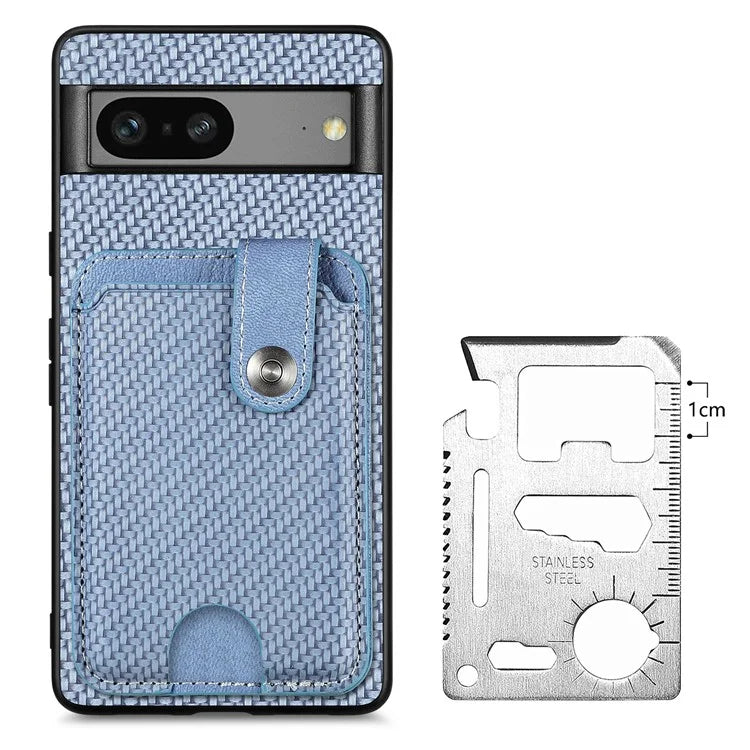 C1-06 For Google Pixel 7a Case Card Holder Drop-proof Phone Cover with Card Knife Tool