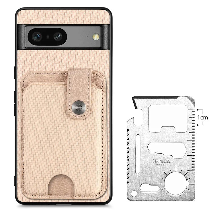 C1-06 For Google Pixel 7a Case Card Holder Drop-proof Phone Cover with Card Knife Tool