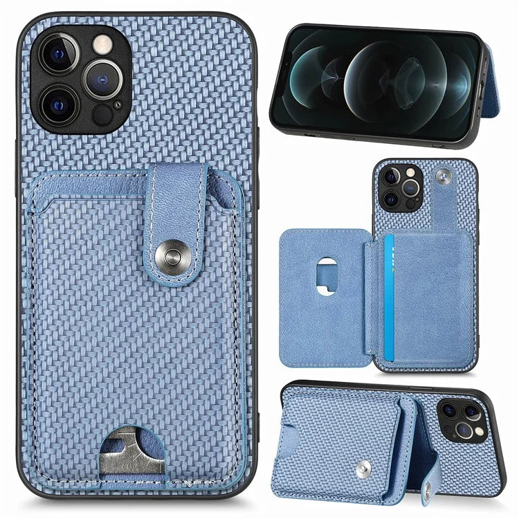 C1-06 For iPhone 12 Pro Max 6.7 inch Cover Leather+TPU+PC Card Holder Phone Case with Card Knife Tool