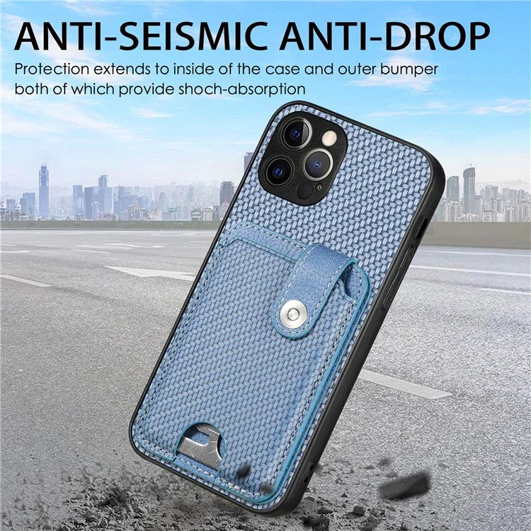 C1-06 For iPhone 12 Pro Max 6.7 inch Cover Leather+TPU+PC Card Holder Phone Case with Card Knife Tool