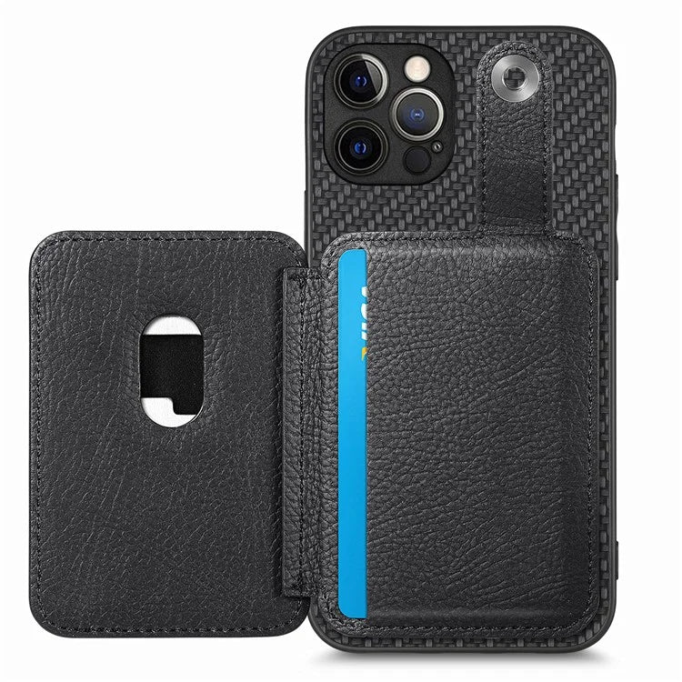 C1-06 For iPhone 12 Pro Max 6.7 inch Cover Leather+TPU+PC Card Holder Phone Case with Card Knife Tool