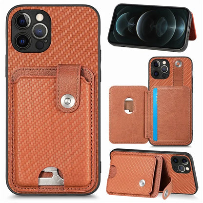 C1-06 For iPhone 12 Pro Max 6.7 inch Cover Leather+TPU+PC Card Holder Phone Case with Card Knife Tool