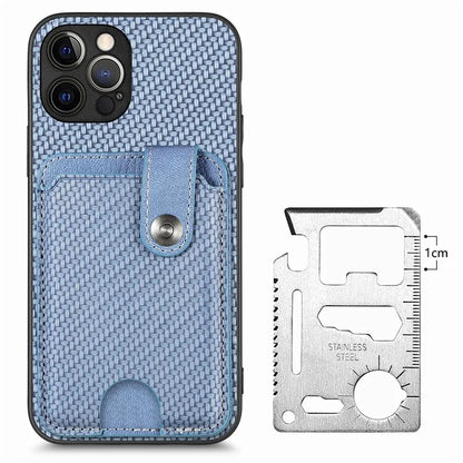 C1-06 For iPhone 12 Pro 6.1 inch Case Anti-scratch Card Holder Phone Cover with Card Knife Tool