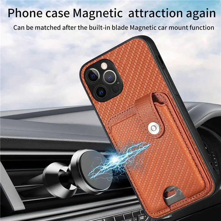 C1-06 For iPhone 12 Pro 6.1 inch Case Anti-scratch Card Holder Phone Cover with Card Knife Tool