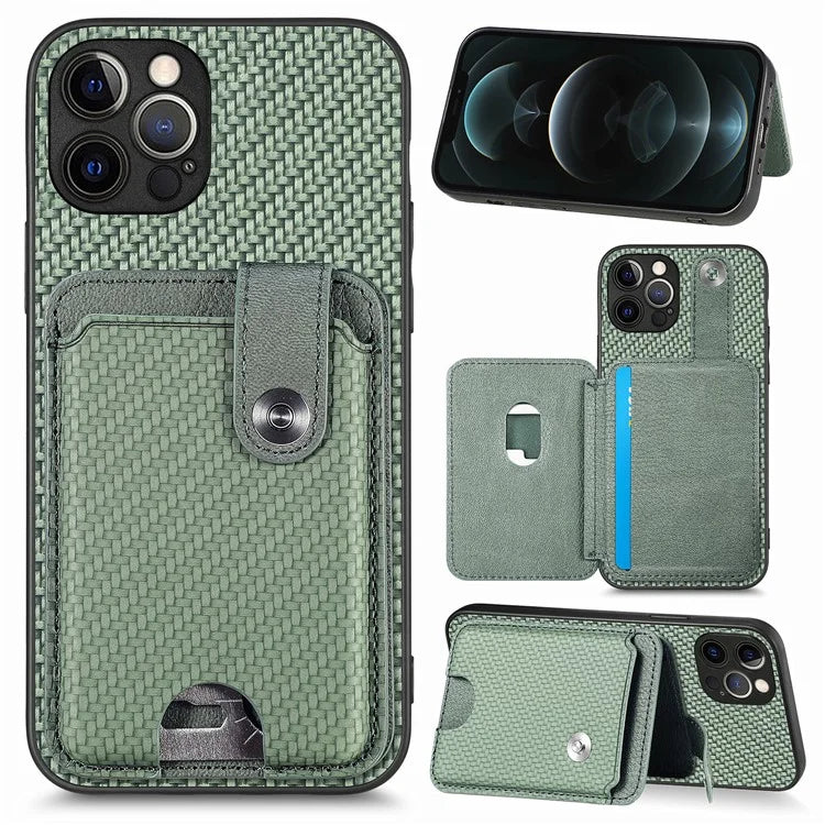 C1-06 For iPhone 12 Pro 6.1 inch Case Anti-scratch Card Holder Phone Cover with Card Knife Tool