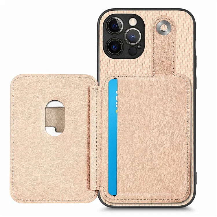 C1-06 For iPhone 12 Pro 6.1 inch Case Anti-scratch Card Holder Phone Cover with Card Knife Tool