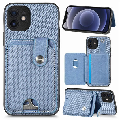 C1-06 For iPhone 12 6.1 inch Case Card Holder Leather Coated Phone Cover with Card Knife Tool