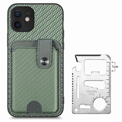 C1-06 For iPhone 12 6.1 inch Case Card Holder Leather Coated Phone Cover with Card Knife Tool