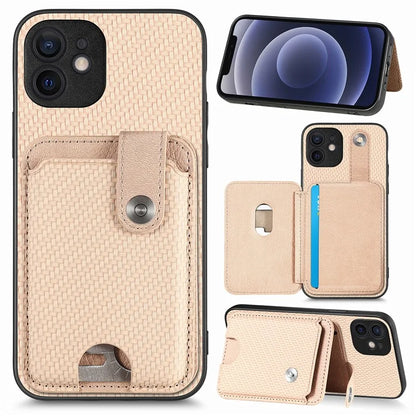 C1-06 For iPhone 12 6.1 inch Case Card Holder Leather Coated Phone Cover with Card Knife Tool