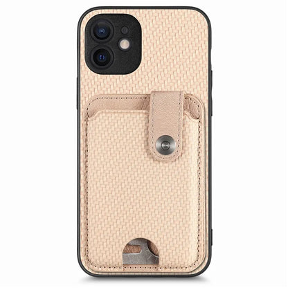 C1-06 For iPhone 12 6.1 inch Case Card Holder Leather Coated Phone Cover with Card Knife Tool