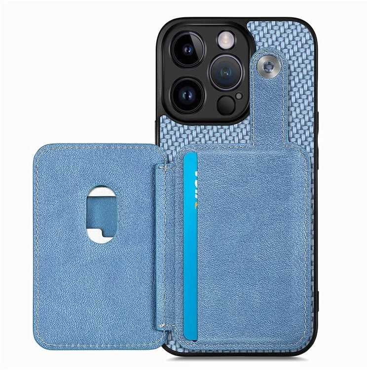 C1-06 For iPhone 13 Pro Max 6.7 inch Cover Carbon Fiber Texture Cell Phone Case with Card Knife Tool