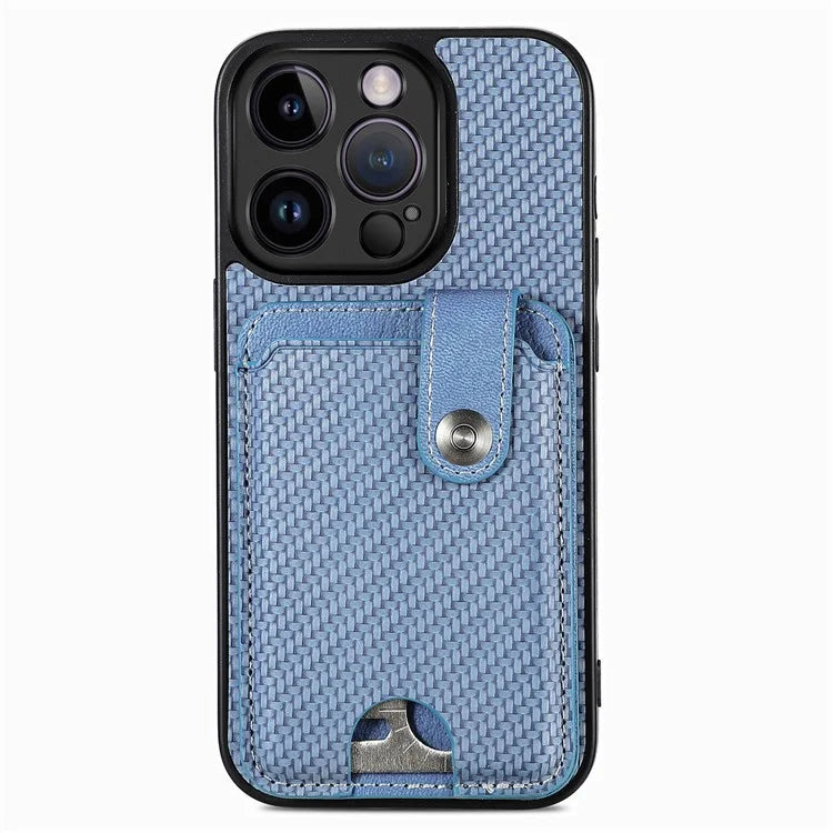 C1-06 For iPhone 13 Pro Max 6.7 inch Cover Carbon Fiber Texture Cell Phone Case with Card Knife Tool