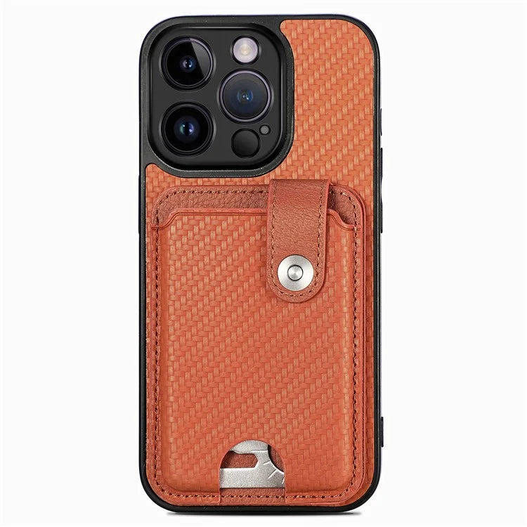 C1-06 For iPhone 13 Pro Max 6.7 inch Cover Carbon Fiber Texture Cell Phone Case with Card Knife Tool