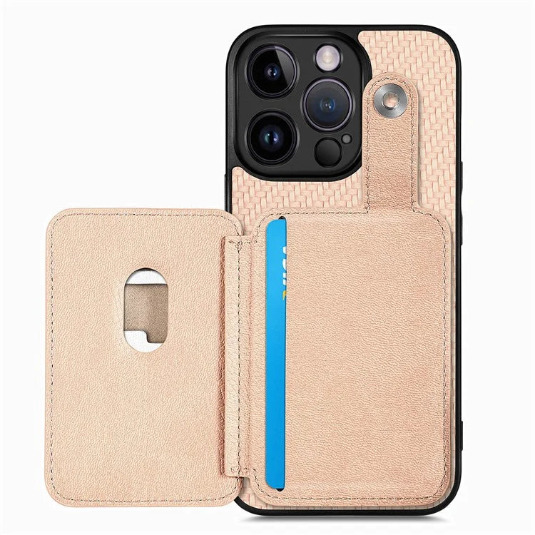 C1-06 For iPhone 13 Pro Max 6.7 inch Cover Carbon Fiber Texture Cell Phone Case with Card Knife Tool
