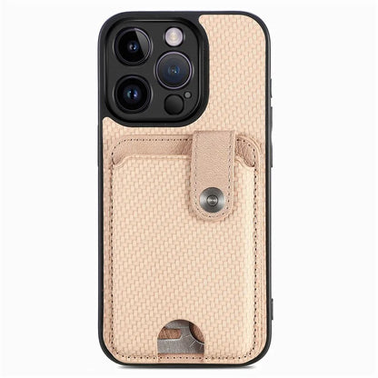 C1-06 For iPhone 13 Pro Max 6.7 inch Cover Carbon Fiber Texture Cell Phone Case with Card Knife Tool