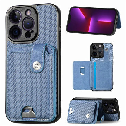 C1-06 For iPhone 13 Pro 6.1 inch Case Leather Coated Card Holder Smartphone Cover with Card Knife Tool