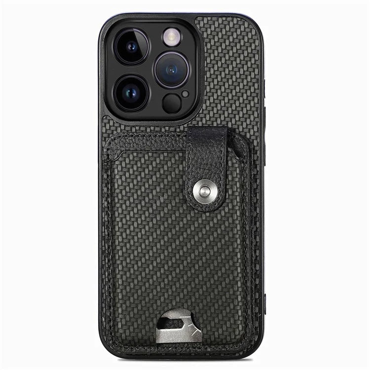 C1-06 For iPhone 13 Pro 6.1 inch Case Leather Coated Card Holder Smartphone Cover with Card Knife Tool