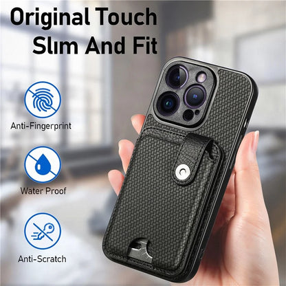 C1-06 For iPhone 13 Pro 6.1 inch Case Leather Coated Card Holder Smartphone Cover with Card Knife Tool