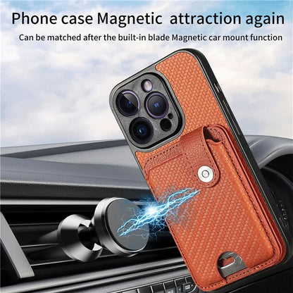 C1-06 For iPhone 13 Pro 6.1 inch Case Leather Coated Card Holder Smartphone Cover with Card Knife Tool