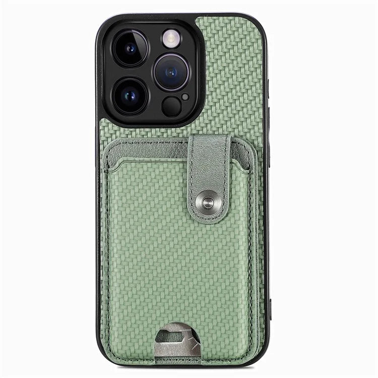 C1-06 For iPhone 13 Pro 6.1 inch Case Leather Coated Card Holder Smartphone Cover with Card Knife Tool