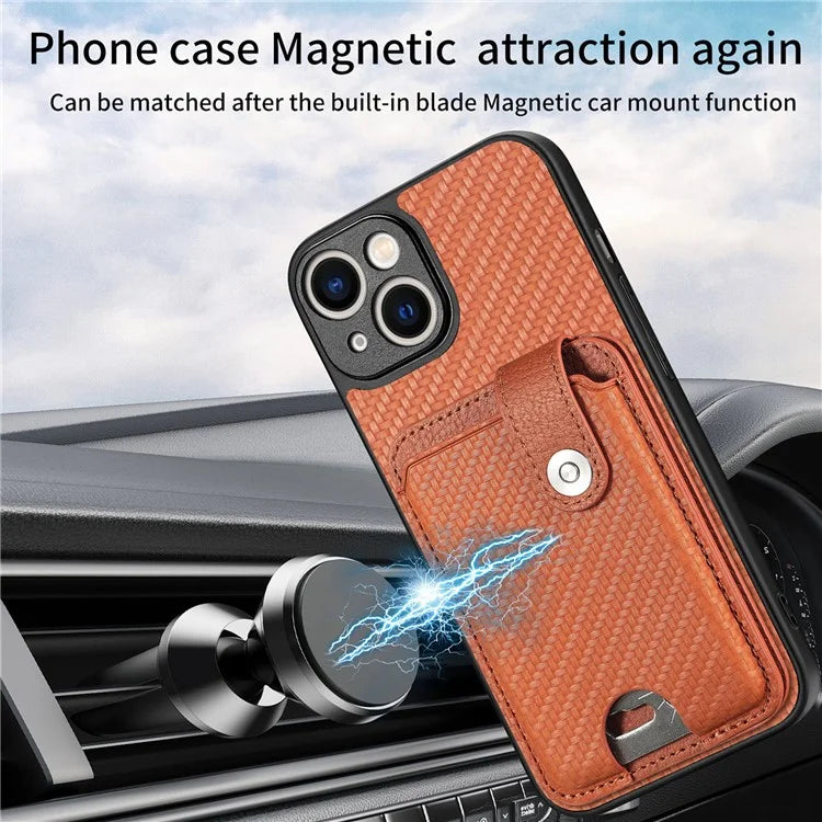C1-06 For iPhone 13 6.1 inch Case Leather+TPU+PC Kickstand Phone Cover with Card Knife Tool