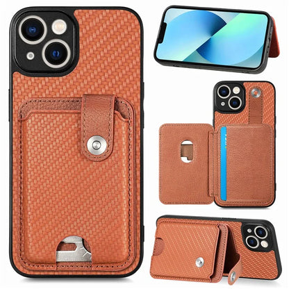 C1-06 For iPhone 13 6.1 inch Case Leather+TPU+PC Kickstand Phone Cover with Card Knife Tool