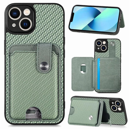 C1-06 For iPhone 13 6.1 inch Case Leather+TPU+PC Kickstand Phone Cover with Card Knife Tool