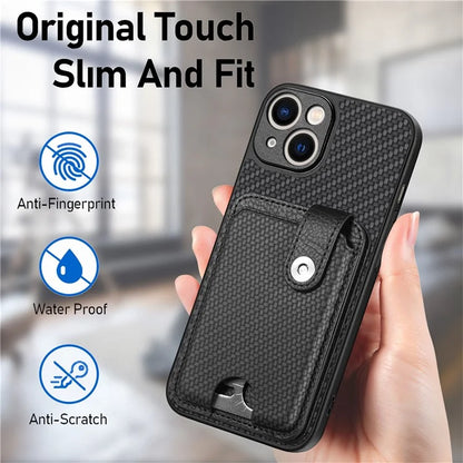 C1-06 For iPhone 13 6.1 inch Case Leather+TPU+PC Kickstand Phone Cover with Card Knife Tool