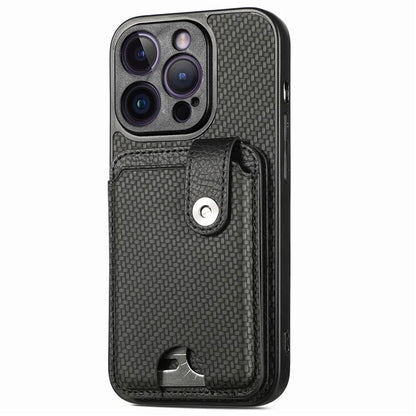 C1-06 For iPhone 14 Pro Carbon Fiber Texture Case Fall Protection Phone Cover with Card Knife Tool