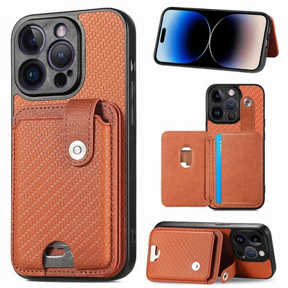 C1-06 For iPhone 14 Pro Carbon Fiber Texture Case Fall Protection Phone Cover with Card Knife Tool