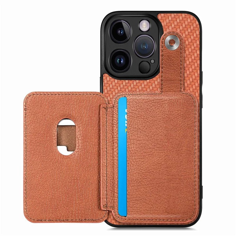 C1-06 For iPhone 14 Pro Carbon Fiber Texture Case Fall Protection Phone Cover with Card Knife Tool
