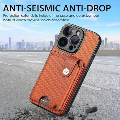 C1-06 For iPhone 14 Pro Carbon Fiber Texture Case Fall Protection Phone Cover with Card Knife Tool
