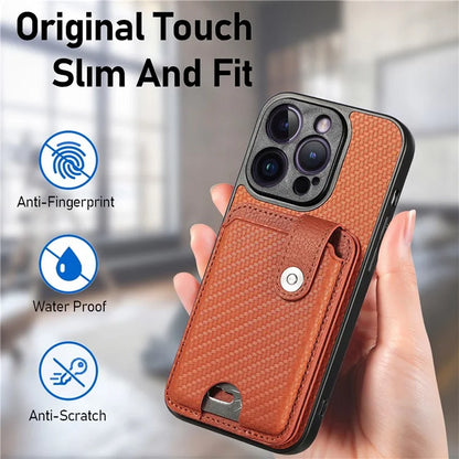 C1-06 For iPhone 14 Pro Carbon Fiber Texture Case Fall Protection Phone Cover with Card Knife Tool