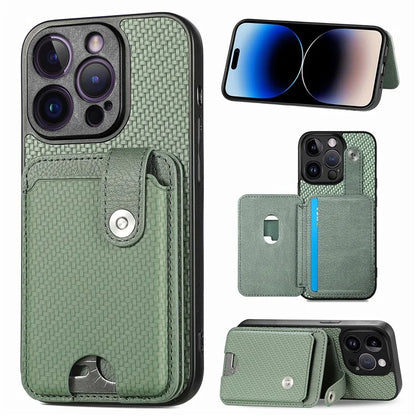 C1-06 For iPhone 14 Pro Carbon Fiber Texture Case Fall Protection Phone Cover with Card Knife Tool